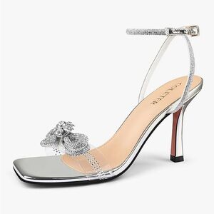 COLETER Silver Rhinestone Heels Sandals- Size 10 1/2